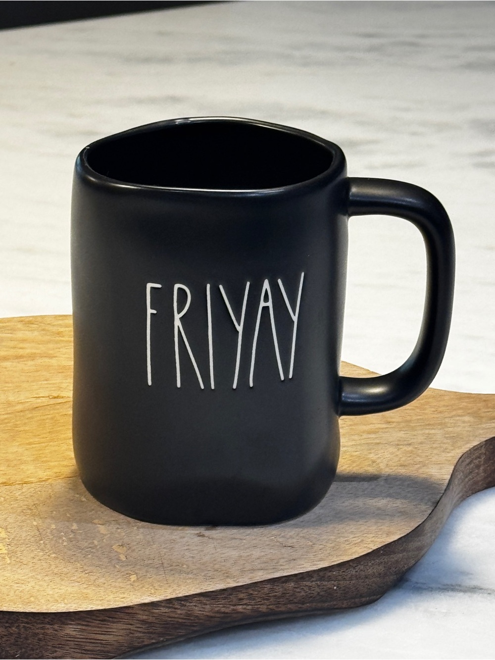 Rae Dunn Modern Matte Black “FRIYAY” Coffee/Tea Mug